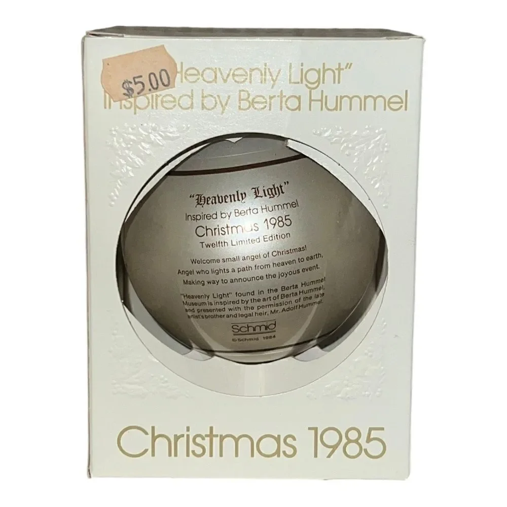Schmid Berta Hummel Heavenly Light 1985 Christmas Glass Ornament W Box